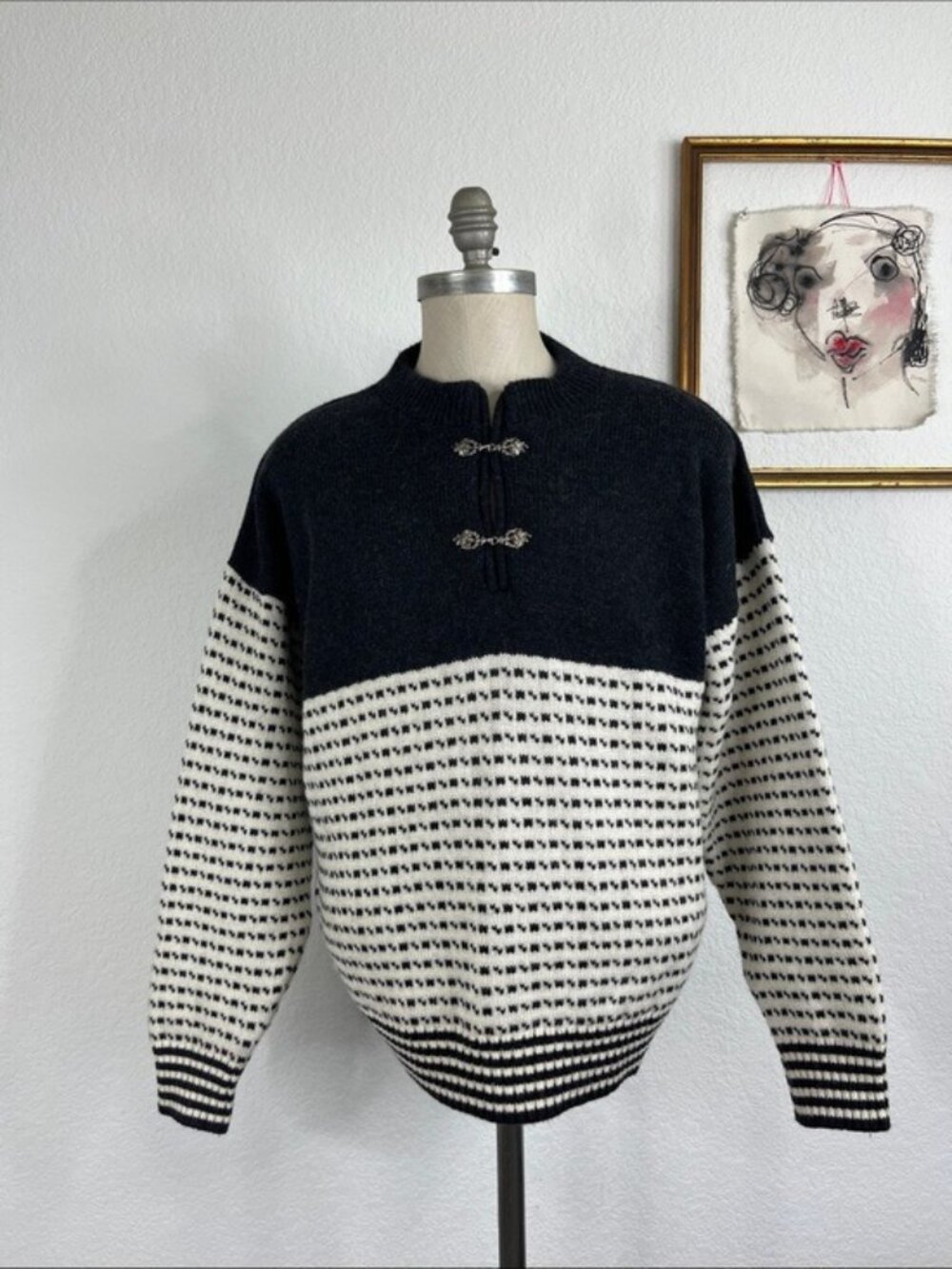 VTG Wool Norwegian Hardware Knit Dale of Norway Style Pull Over Sweater